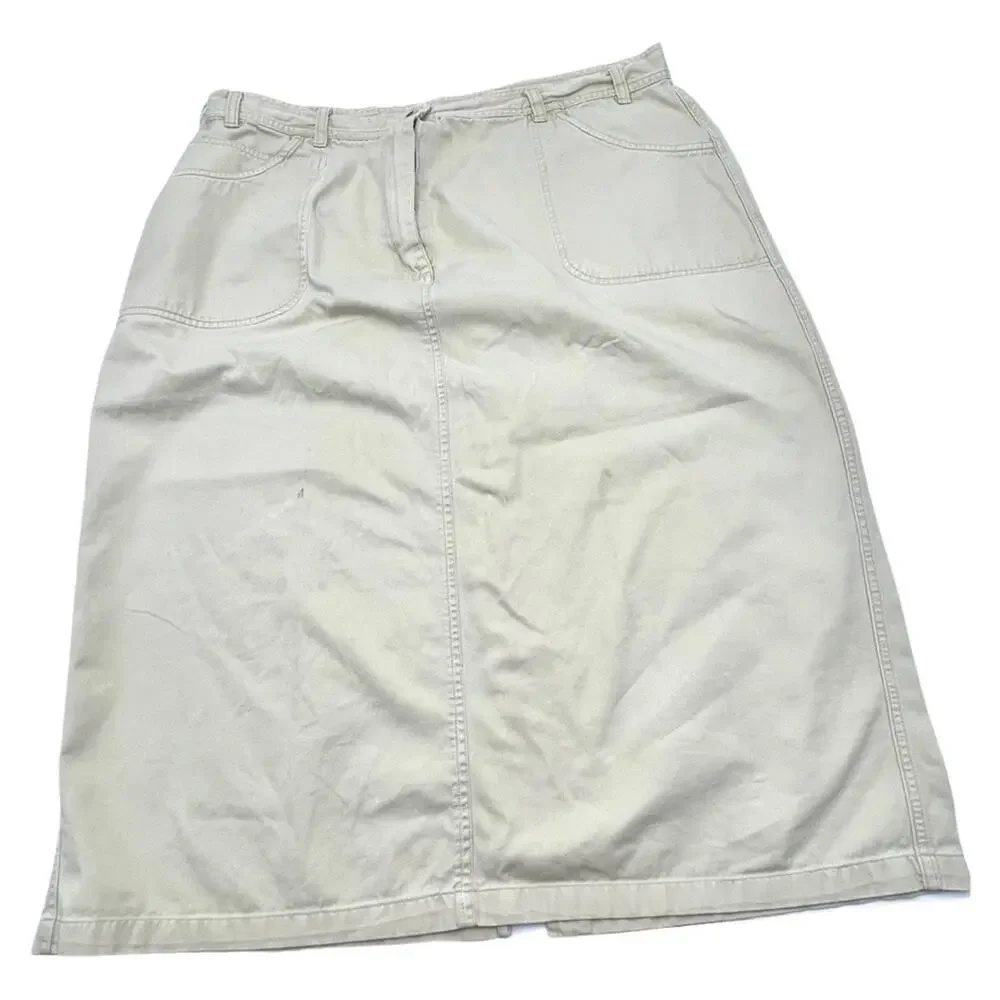 CAROLINA BLUES PLUS - vintage khaki midi skirt PLUS SIZE 22